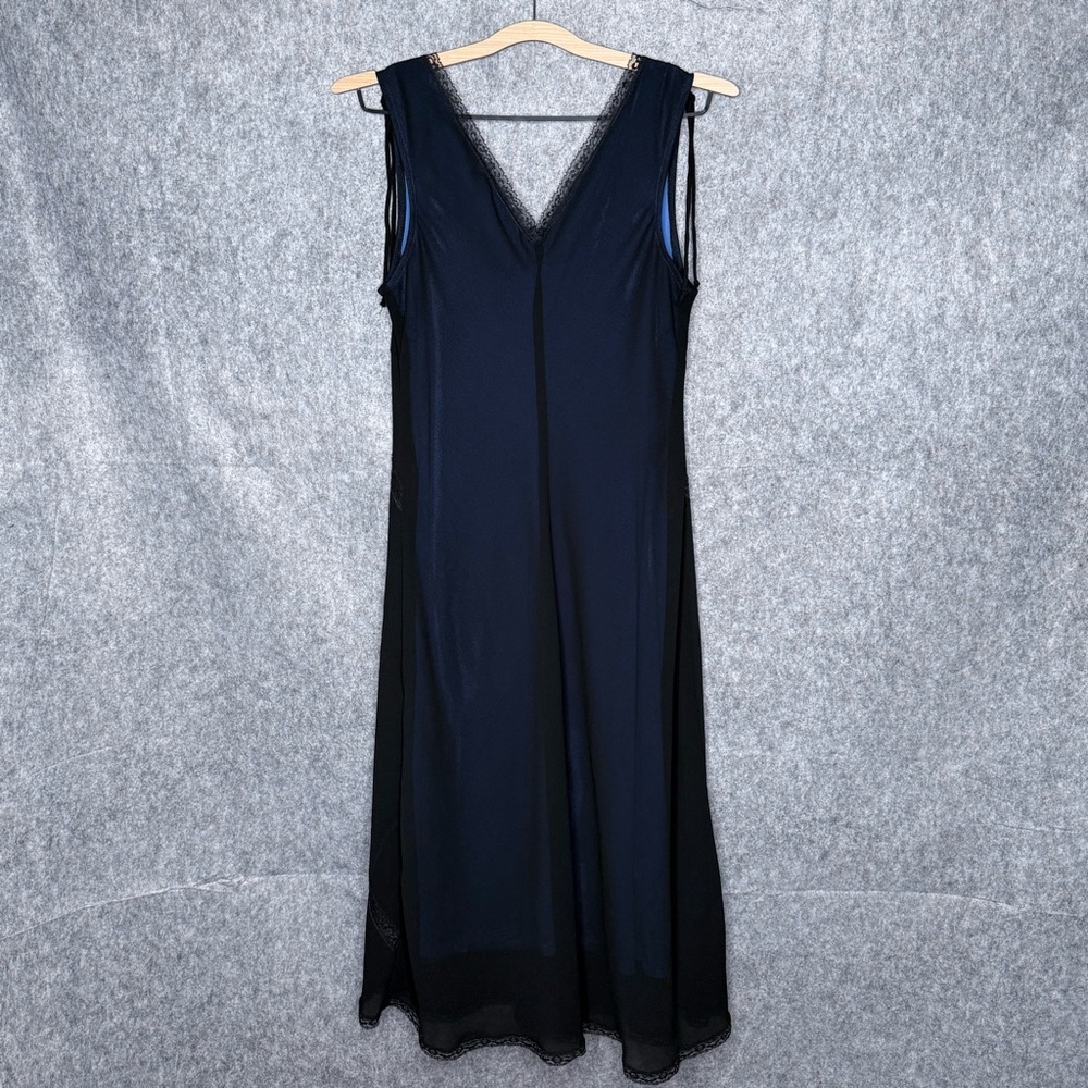 Zinc 90s Elegant Black Sleeveless Dress w/‎ Blue Lining- Sz L - Picture 2 of 8